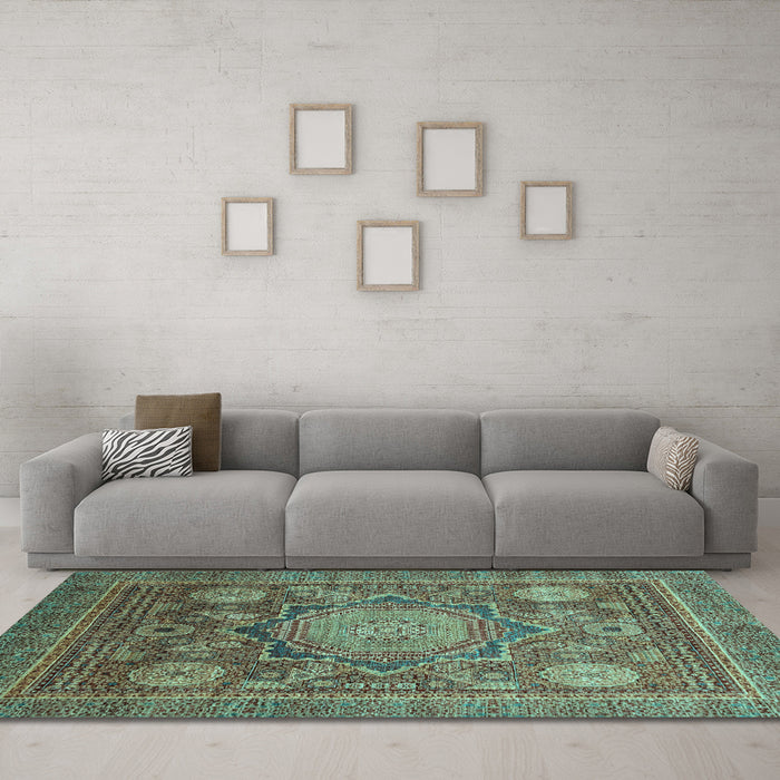 Machine Washable Abstract Light Blue Modern Rug in a Living Room, wshabs2354lblu