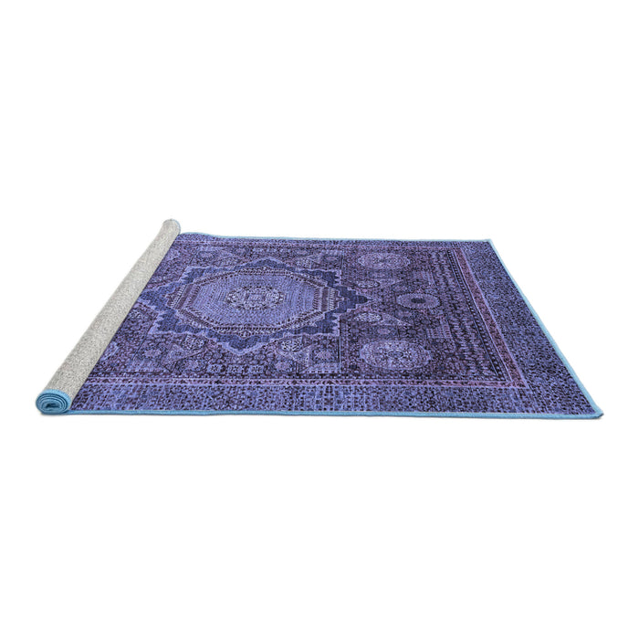 Sideview of Machine Washable Abstract Blue Modern Rug, wshabs2354blu