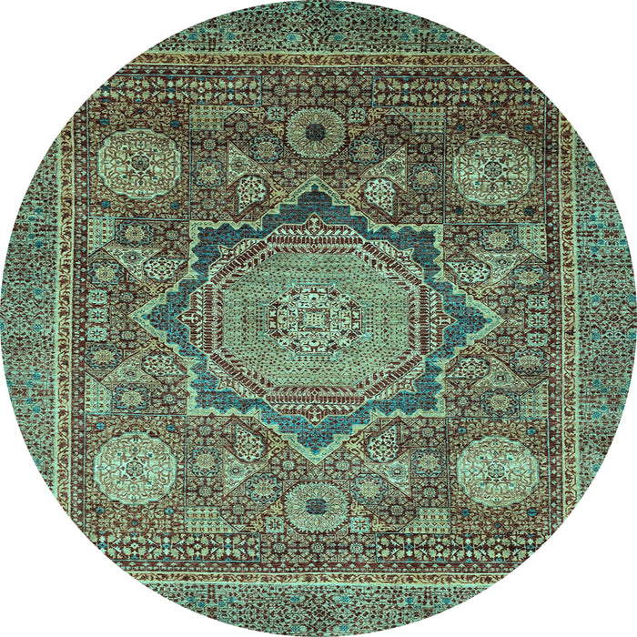 Round Abstract Light Blue Modern Rug, abs2354lblu