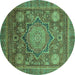 Round Abstract Turquoise Modern Rug, abs2354turq