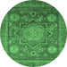 Round Abstract Emerald Green Modern Rug, abs2354emgrn