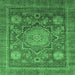 Square Machine Washable Abstract Emerald Green Modern Area Rugs, wshabs2354emgrn