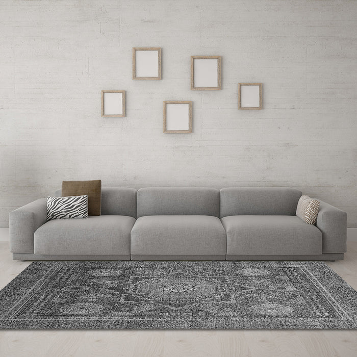 Machine Washable Abstract Gray Modern Rug in a Living Room,, wshabs2354gry