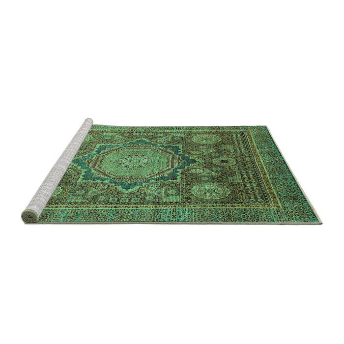 Sideview of Machine Washable Abstract Turquoise Modern Area Rugs, wshabs2354turq