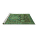 Sideview of Machine Washable Abstract Turquoise Modern Area Rugs, wshabs2354turq