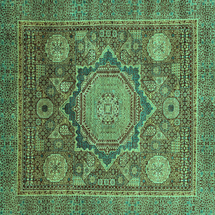 Square Machine Washable Abstract Turquoise Modern Area Rugs, wshabs2354turq