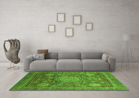 Machine Washable Abstract Green Modern Rug, wshabs2354grn