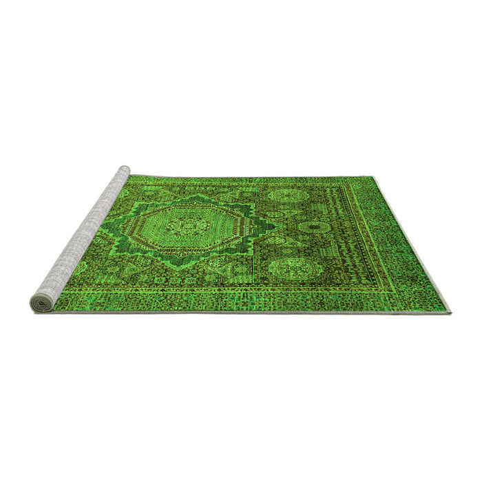 Sideview of Machine Washable Abstract Green Modern Area Rugs, wshabs2354grn