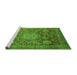 Sideview of Machine Washable Abstract Green Modern Area Rugs, wshabs2354grn