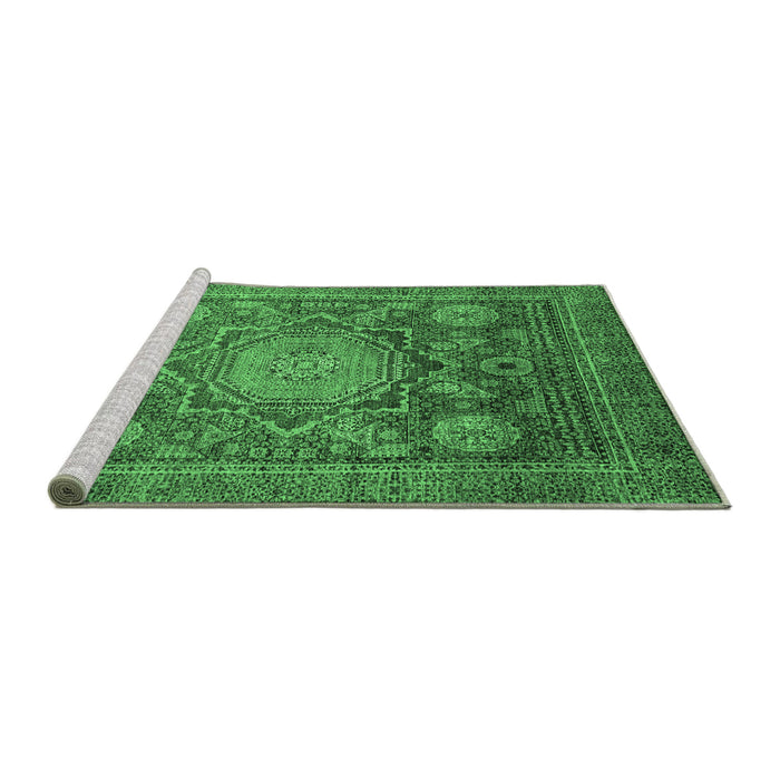 Sideview of Machine Washable Abstract Emerald Green Modern Area Rugs, wshabs2354emgrn