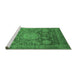 Sideview of Machine Washable Abstract Emerald Green Modern Area Rugs, wshabs2354emgrn