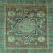 Square Abstract Light Blue Modern Rug, abs2354lblu