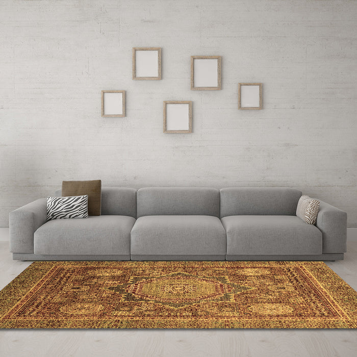 Machine Washable Abstract Brown Modern Rug in a Living Room,, wshabs2354brn