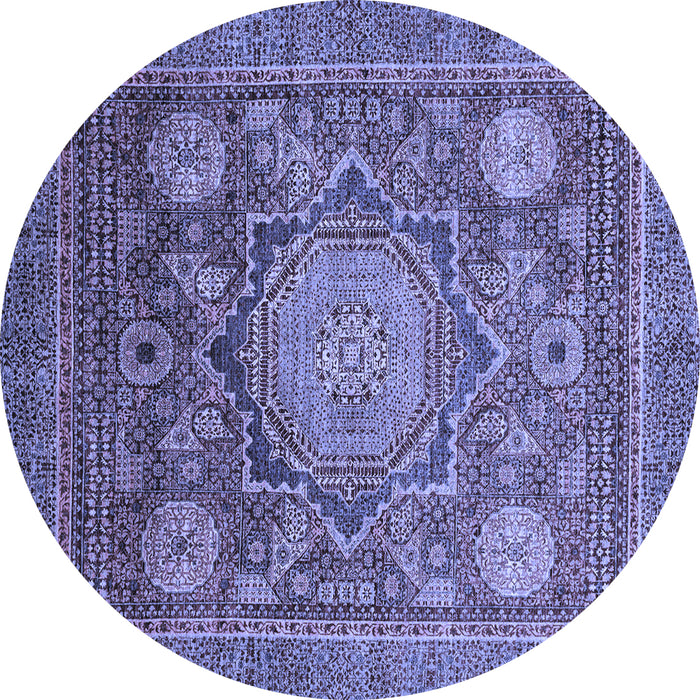 Round Machine Washable Abstract Blue Modern Rug, wshabs2354blu
