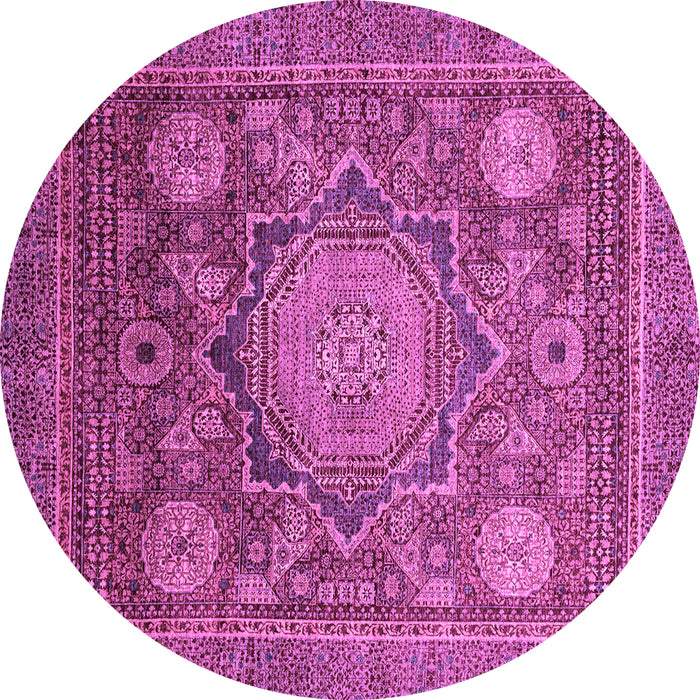 Round Machine Washable Abstract Purple Modern Area Rugs, wshabs2354pur