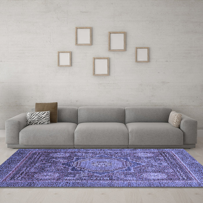 Machine Washable Abstract Blue Modern Rug in a Living Room, wshabs2354blu