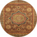 Round Abstract Yellow Modern Rug, abs2354