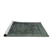 Sideview of Machine Washable Abstract Gunmetal Green Rug, wshabs2355