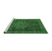 Sideview of Machine Washable Abstract Emerald Green Modern Area Rugs, wshabs2355emgrn