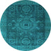 Round Machine Washable Abstract Light Blue Modern Rug, wshabs2355lblu