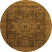 Round Abstract Orange Modern Rug, abs2355org