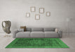 Machine Washable Abstract Emerald Green Modern Area Rugs in a Living Room,, wshabs2355emgrn