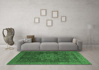 Machine Washable Abstract Emerald Green Modern Rug, wshabs2355emgrn