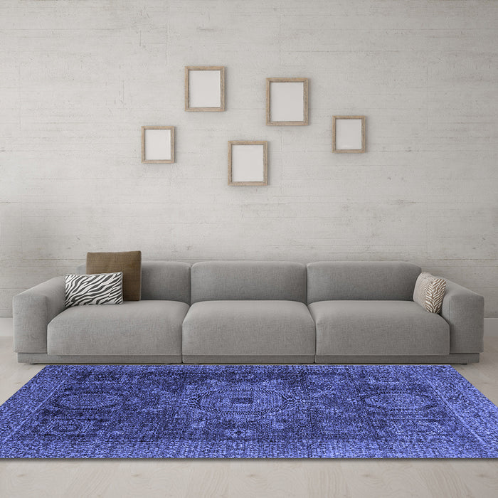 Machine Washable Abstract Blue Modern Rug in a Living Room, wshabs2355blu