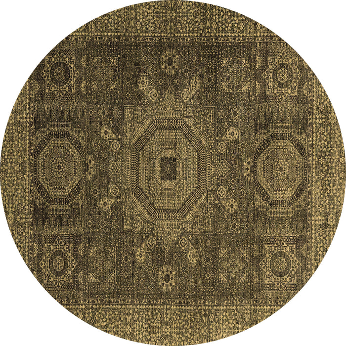 Round Abstract Brown Modern Rug, abs2355brn