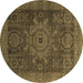 Round Abstract Brown Modern Rug, abs2355brn