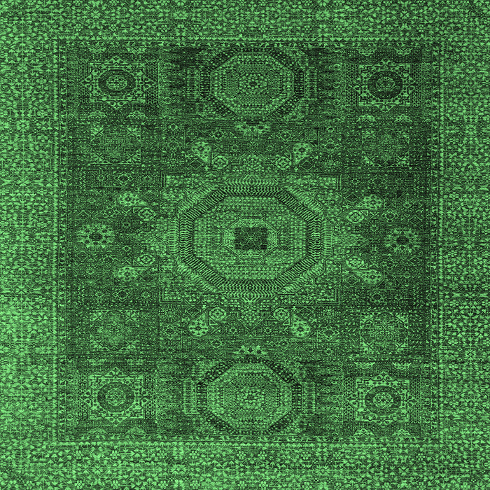 Square Machine Washable Abstract Emerald Green Modern Area Rugs, wshabs2355emgrn