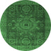 Round Abstract Emerald Green Modern Rug, abs2355emgrn