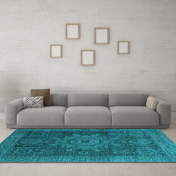 Machine Washable Abstract Light Blue Modern Rug in a Living Room, wshabs2355lblu