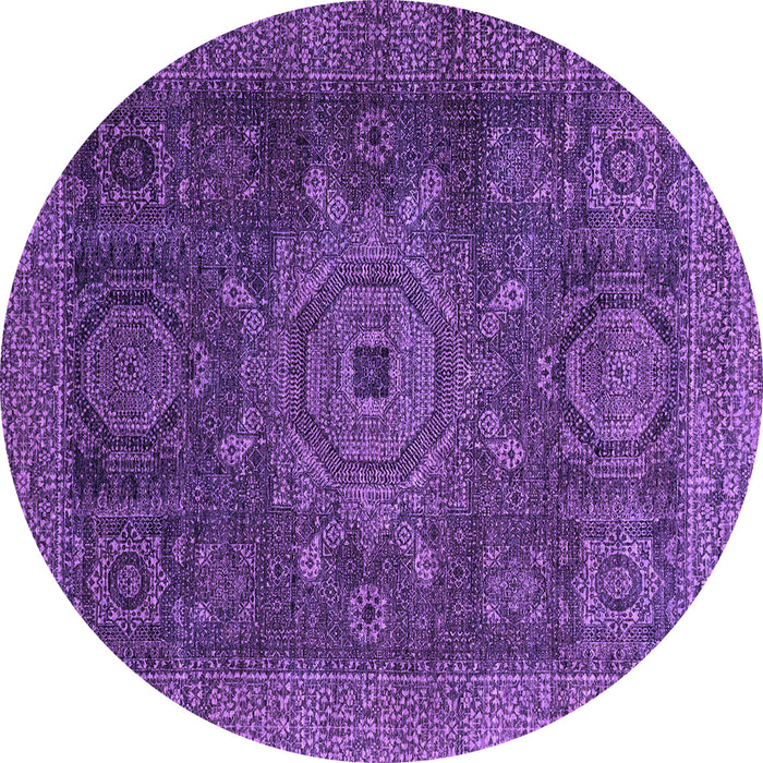 Round Machine Washable Abstract Purple Modern Area Rugs, wshabs2355pur