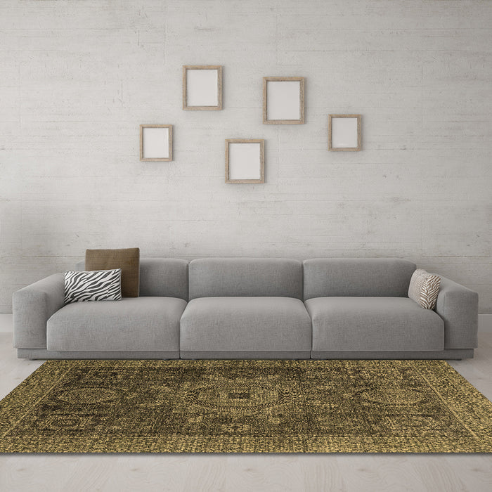 Machine Washable Abstract Brown Modern Rug in a Living Room,, wshabs2355brn
