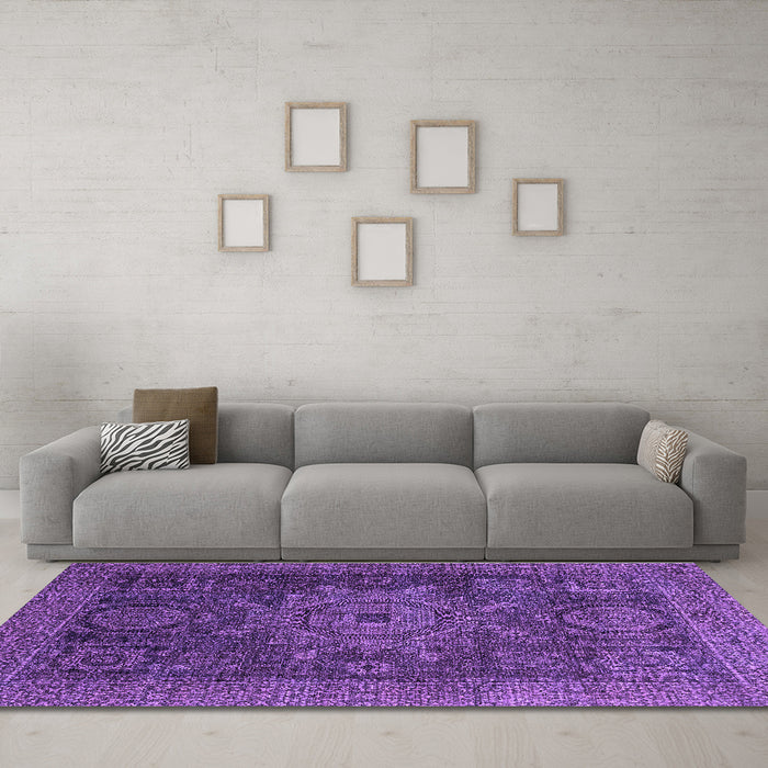 Machine Washable Abstract Purple Modern Area Rugs in a Living Room, wshabs2355pur
