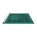 Sideview of Machine Washable Abstract Turquoise Modern Area Rugs, wshabs2355turq