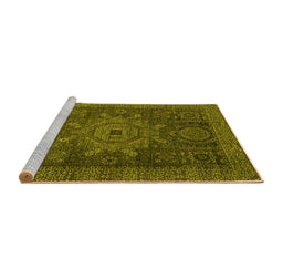 Sideview of Machine Washable Abstract Yellow Modern Rug, wshabs2355yw