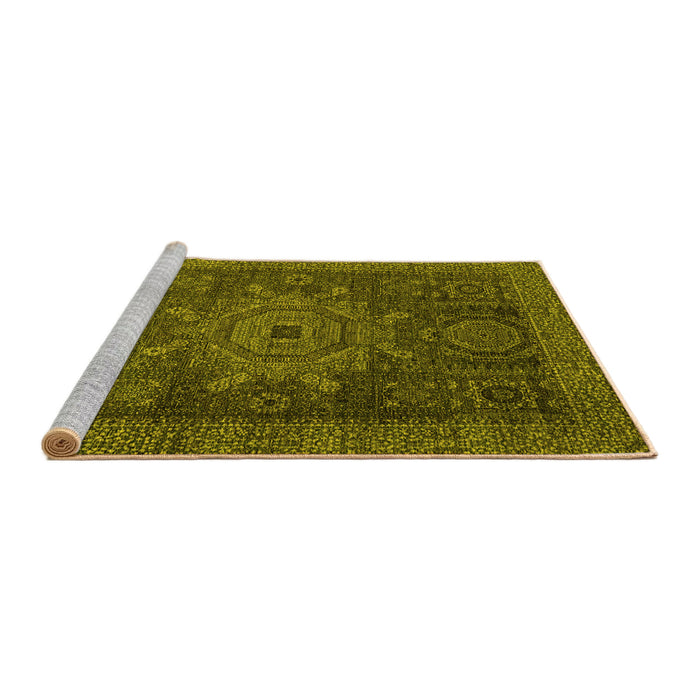Sideview of Machine Washable Abstract Yellow Modern Rug, wshabs2355yw