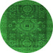 Round Machine Washable Abstract Green Modern Area Rugs, wshabs2355grn