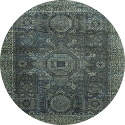 Round Abstract Gunmetal Green Modern Rug, abs2355