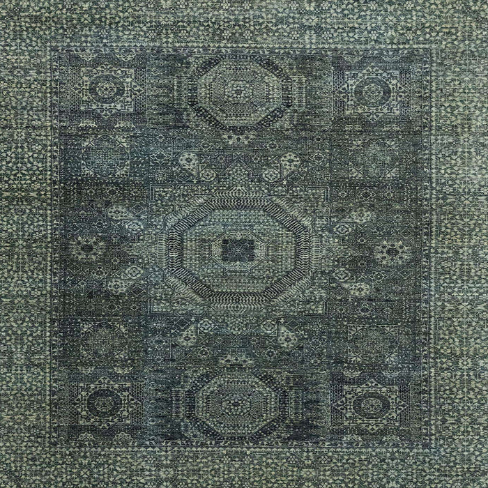 Square Abstract Gunmetal Green Modern Rug, abs2355