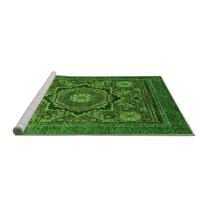 Sideview of Machine Washable Abstract Green Modern Area Rugs, wshabs2356grn