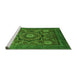 Sideview of Machine Washable Abstract Green Modern Area Rugs, wshabs2356grn