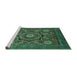 Sideview of Machine Washable Abstract Turquoise Modern Area Rugs, wshabs2356turq