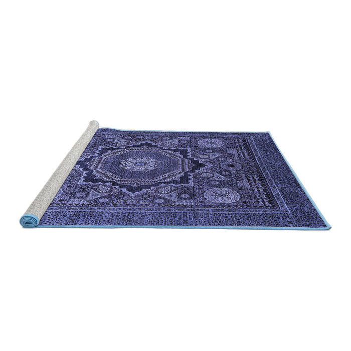 Sideview of Machine Washable Abstract Blue Modern Rug, wshabs2356blu