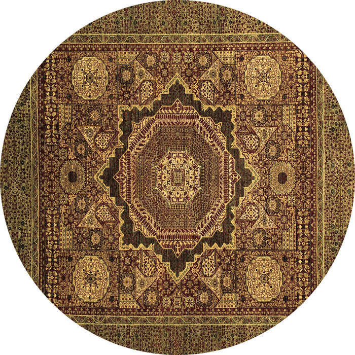 Round Abstract Brown Modern Rug, abs2356brn