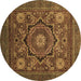 Round Abstract Brown Modern Rug, abs2356brn