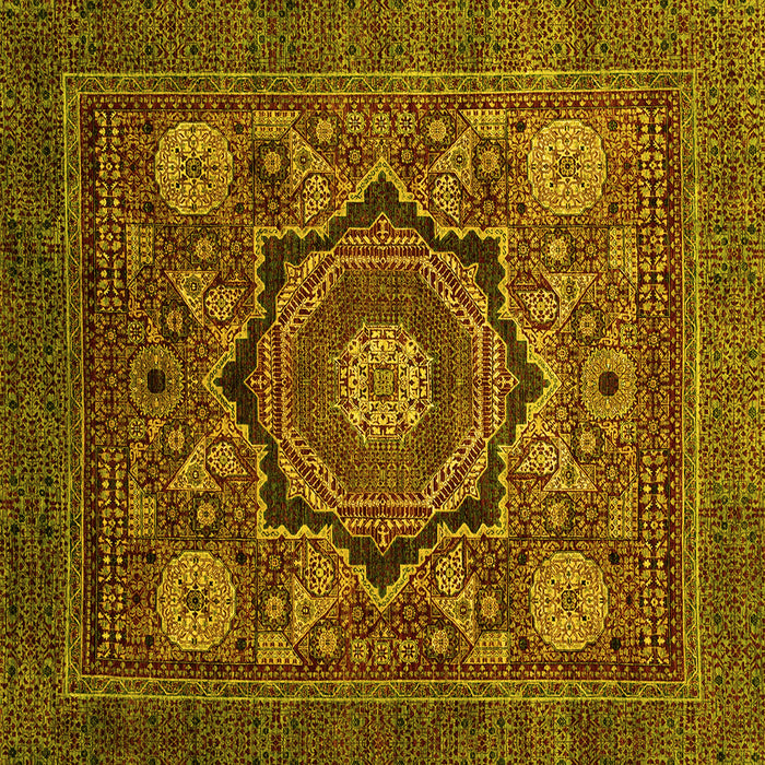 Square Abstract Yellow Modern Rug, abs2356yw