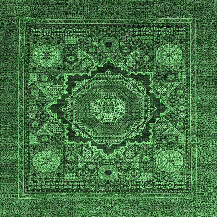 Square Abstract Emerald Green Modern Rug, abs2356emgrn